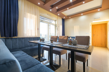 Hotel lobby cafe interior
