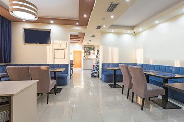 Hotel lobby cafe interior