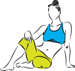 woman fitness sitting down illustration