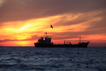 Obraz premium abstract image of the big boat logistics for support import export business and transportation