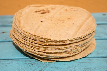 Stack of Fresh Yellow Corn Tortillas in Mexico City