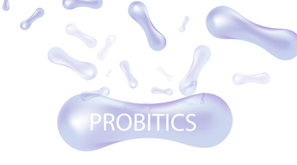 Obraz premium Probiotics bacteria vector illustration. Biology, science background. Medicine and treatment.