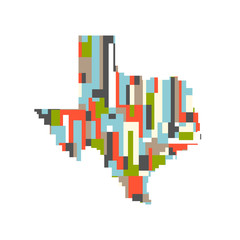 Fototapeta premium USA Texas State Pixelated Abstract Map. Vector Design