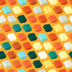 Seamless 3D cubes pattern. Background with geometric colorful shapes.