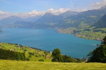 Fototapeta premium View of mountain lake in Switzerland