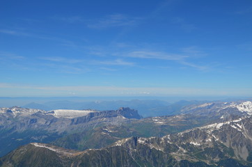Fototapeta na wymiar Mountains view from high altitude near Mont Blanc.