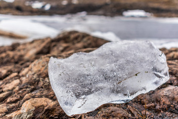 Eisblock am Fluss im Winter in Island