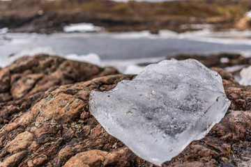 Eisblock am Fluss im Winter in Island