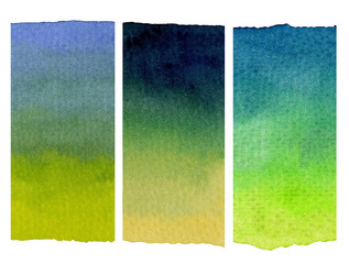 Abstract  hand painted watercolor  blue green yellow pattern gradient background