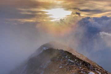 mountain landscape in sunset
