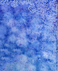 Abstract  hand painted on canvas blue watercolor pattern  cloudy background