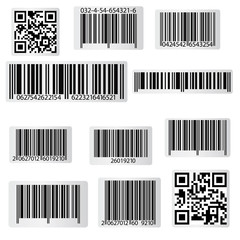 8752518 Barcode And Qr Code Sticker Collection. Vector Illustration