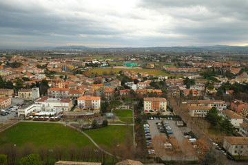 Fototapeta na wymiar View of Santarcangelo di Romagna from medieval fortress walls