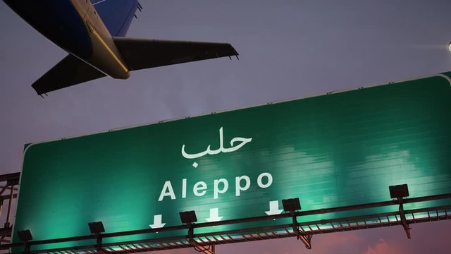 Airplane Take off Aleppo during a wonderful sunrise