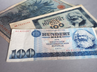Vintage withdrawn banknotes of DDR and German Empire