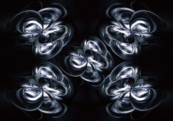 Artistic abstract 3d computer generated fractals shapes on a black background