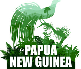 vector Papua New Guinea illustration with lesser bird of paradise