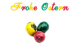 Frohe Ostern bunt Wachteleier Grußkartenmotiv