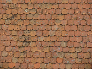 red brick roof tile background