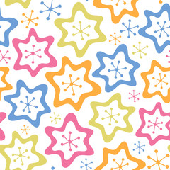 Seamless vector pattern with cute stars. Baby background.