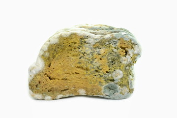 Moldy bread, isolated on white background