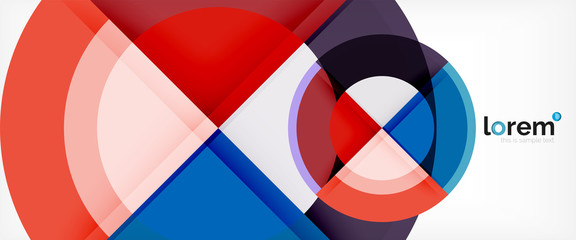 Fototapeta premium Modern geometric circles abstract background, colorful round shapes with shadow effects