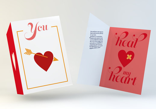 Valentine's Day Card Layout with Heart Illustration