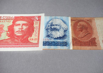 Fototapeta premium Vintage withdrawn banknotes of CCCP, DDR, Cuba