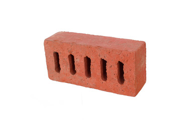 Rough construction brick isolated on white.