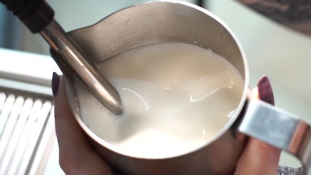 Milk frother for cappuccino in pitcher
