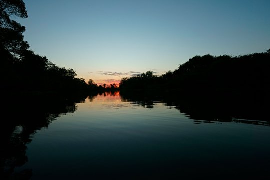 Sunrise over the river, Pantanal, Mato Grosso, Brazil, South America