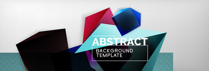 Triangular 3d geometric shapes composition, abstract background