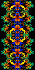 3d computer generated artistic unique beautiful multicolored fractals artwork on a black background