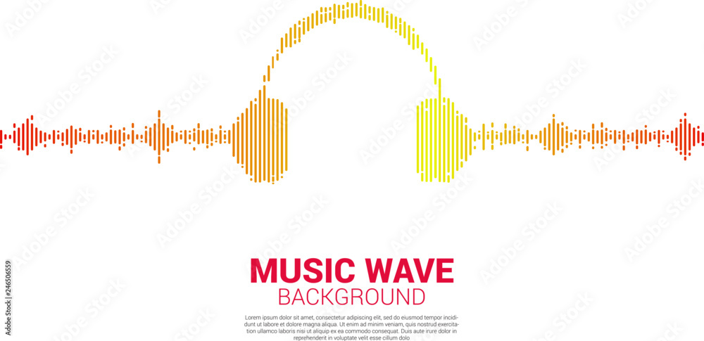 Aufkleber sound wave music equalizer background. audio visual headphone icon with pixel wave graphic style