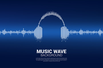 Sound wave Music Equalizer background. audio visual headphone icon with line wave graphic style