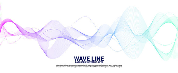 Blue and green Sound wave line curve on white background. Element for theme technology futuristic vector