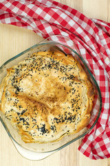 Homemade traditional serbian Gibanica pie