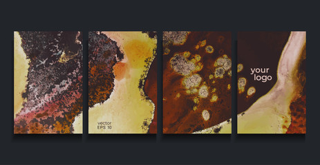 Vector cards. Set of templates brochure, cover and sheets. Abstract painted background. Fluid colors backgrounds.