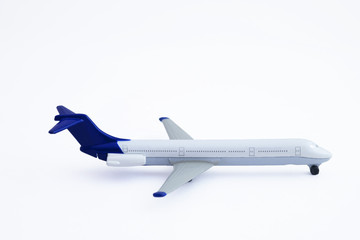metal white plane toy isolated on white background