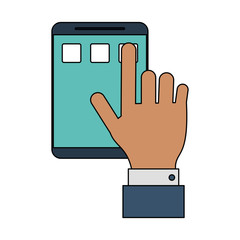 hand touching smartphone