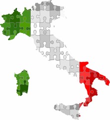 Italy map made of puzzle background - Illustration