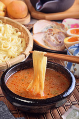  Tsukemen Ramen with roasted pork, egg and dipping soup   