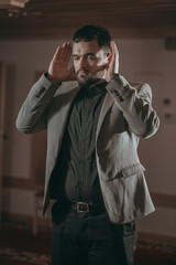 Muslim man praying in mosque