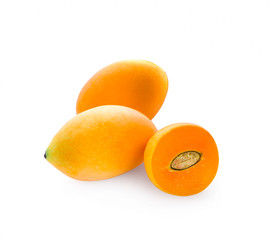 Marian plum thai fruit isolated on white background (Mayongchid Maprang Marian Plum and Plum Mango,Thailand)