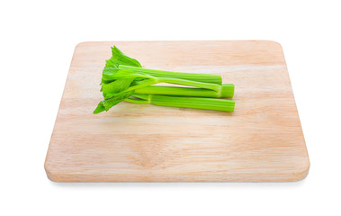 celery on wood isolated on white background