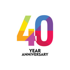 40 Year Anniversary Vector Template Design Illustration