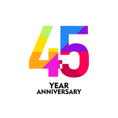 45 Year Anniversary Vector Template Design Illustration