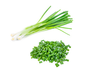 Chopped green onions isolated on white background