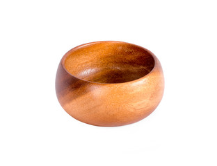 wooden bowl isolated on white background