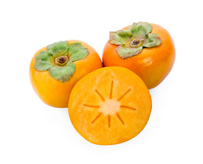 fresh persimmons isolated on white background
